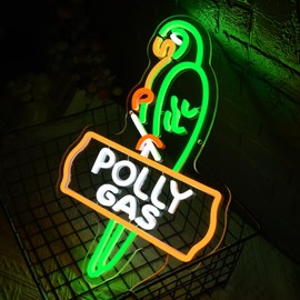 Polly Gas Neon Sign Gasoline for Wall Decor Parrot Neon Sign for Gas Station Room Mans Room Man Cave Game Room Garage Deco Birthday Party Gifts(XD-176)
