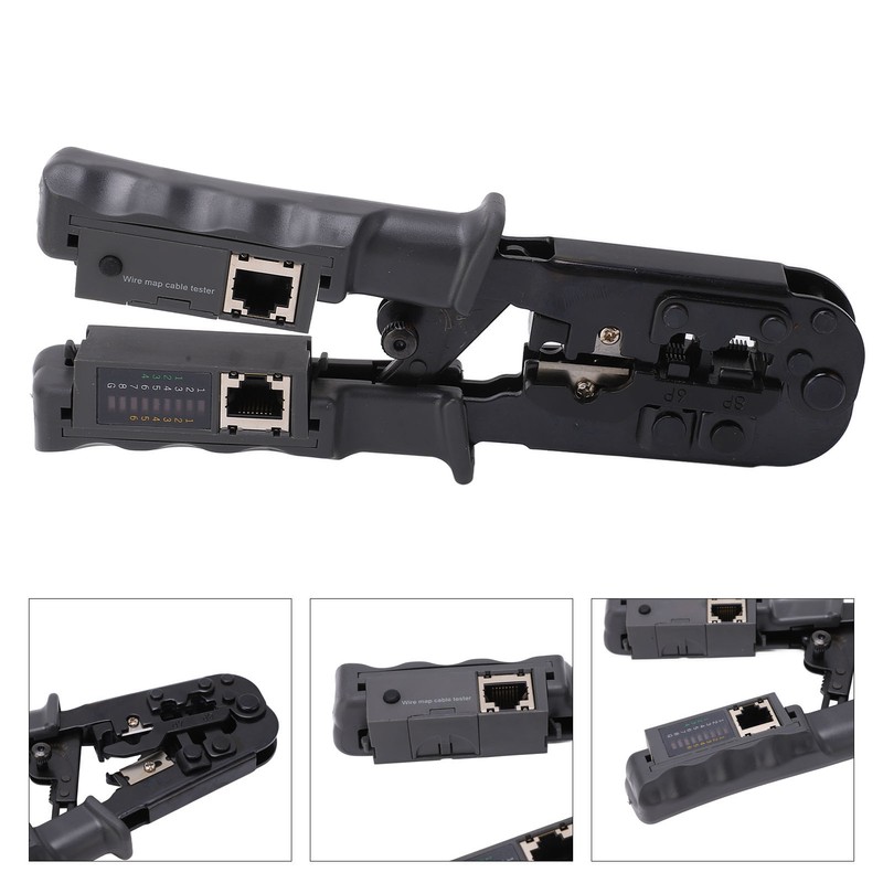 Ratcheting Modular Data Cable Crimper Wire Stripper Cutter 4P 6P