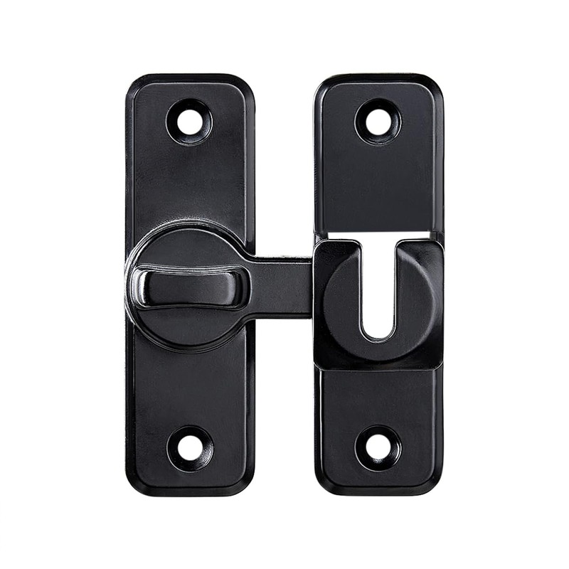 Barn Door Latches,Black 90/180 Degree Gate Lock,Zinc Alloy Right Angle