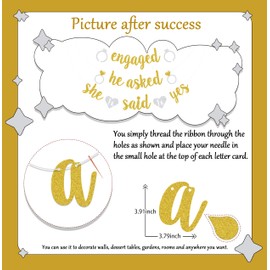 Engaged He Asked She Said Yes Banner, Happy Engagement Banner, In My Engaged Era Decoration, Engagement Party Decoration,Backdrop for Wedding Engagement Bridal Shower Party Supplies Gold Glitter