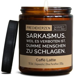 Lustige Duftkerze mit asozialem Spruch | Handgemacht aus Sojawachs | In Geschenkbox | Gast Geschenk Freundschaft Kumpel Papa Partner Schwester BFF Deko schlechte Laune |Kaffee