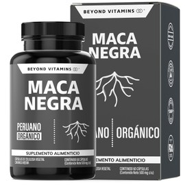 Maca Negra | 1000 mg de Maca Negra Peruana Orgánica por porción | Sin Azúcar - Suplemento Alimenticio Vegano - Ingredientes NON GMO (60 Cápsulas)