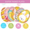 60pcs Easter Party Paper Plates,7inch Egg-Shaped Plates Easter Bunny Kids