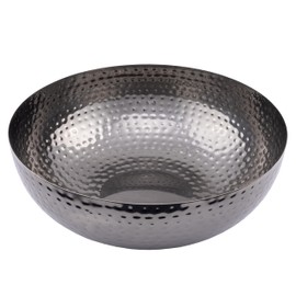 Creative Co-Op Round Hammered Metal Bowl, Oxidized Silver