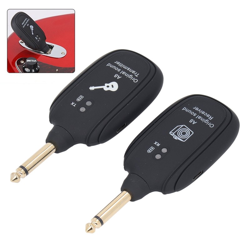 Electric Guitar Transmitter Receiver Set 6.35mm Rechargeable Wireless Guitar System