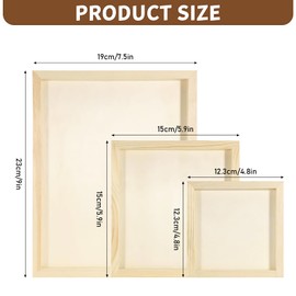 12 Pack Wooden Canvas Boards, Unfinished Wood Panel Boards, Blank Painting Canvas Panels for Paint Pouring Arts DIY Crafts (3 Sizes)