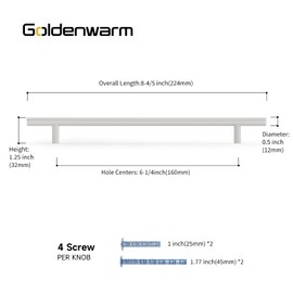 goldenwarm Pack of 15 Handles for Kitchen Cupboards Cabinet Handles White Furniture Handles White Door Handles Kitchen Cabinet Handles Stainless Steel Kitchen Handles 160 mm Hole Spacing Door Handles