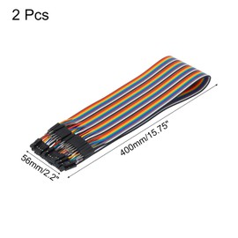 sourcing map Male to Female 40Pin Breadboard Jumper Wire 2.54mm Pitch Ribbon Cable 40cm Long Electronics Breadboard Ribbon Cables for Breadboard Electronic Projects Pack of 2