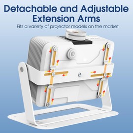 360° Adjustable Stand Projector Stand Desktop Projector Mount Base - Projector Ceiling Mount with Adjustable Plate Arms Compatible with Projector with 4 Install Holes with Cable Ties