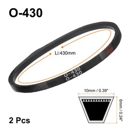 sourcing map 2Pcs O-430 O Type V-belt 430mm/16.9" Inner Length x 0.39" Width x 0.24" Height, O-type Closed-Loop Rubber Transmission Belt