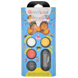 Set of 1 Makeup Palette for up to 30 Faces + 2 Stencils + 1 Wooden Side Marker Ruler Blumie (Tiger, Flowers + Circus)