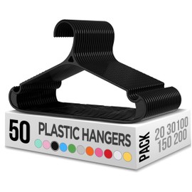 Utopia Home Clothes Hangers - Standard Plastic Hangers Space Saving - Durable Coat Hangers 50 Pack (Black)