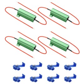 PATIKIL 50W 6 Ohm Aluminum Shell Resistor, 4Pcs Aluminum Housing Resistor with Clips Housed Case Wirewound Resistors Screw Tap Power Resistor, Green