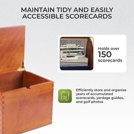 Golf Scorecard Keeper - Storage Box Organizer for Scorecards Photos and Accessories | Comes with 10 Dividers and 2 Score Logs - Display Golf Score Card Collection Neatly - Great Gift for Golfers