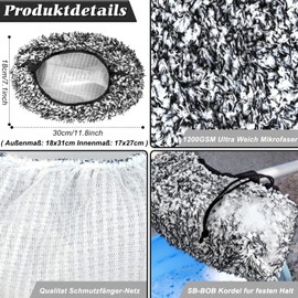 Kasauber Mikrofaser Brush Cover Auto, Brushcover Bürstenüberzug für SB Waschanlagen/Waschbox Bürste, mit Waschhandschuh Reinigung Trockentuch XL für die Schonende Autowasche & Autopflege - Grau