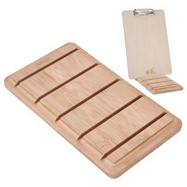 FINGERINSPIRE Wooden Clipboard Holder 240x140x18.5mm PapayaWhip Color Bamboo Clipboard Holder with 5 Slots Rectangle Bamboo Organizer Stand for Documents Clipboards Office Classroom Tabletop Display