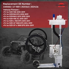 Fuel Pump Assembly FIT Polaris RZR 900 (S/XC / 4) 2015-2019 & RZR XP 1000 / RZR 4 XP 1000 2014-2019 – Replaces 2205502 47-1001 2521363 2521436