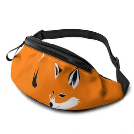 Dujiea Fanny Pack, Orange Fox Waist Bag with Headphone Hole Belt Bag Adjustable Sling Pocket Fashion Hip Bum Bag for Women Men Kids Outdoors Casual Travelling Hiking Cycling