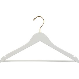 Quality Wooden Suit Hangers 50 Pack, Smooth Wood Coat Hanger with Pants Bar and Notches White Finish