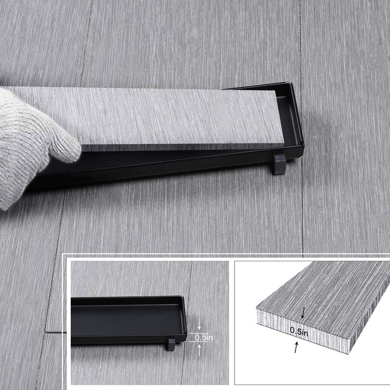 EXF Linear Shower Drain 12 Inch Matte Black with Reversible