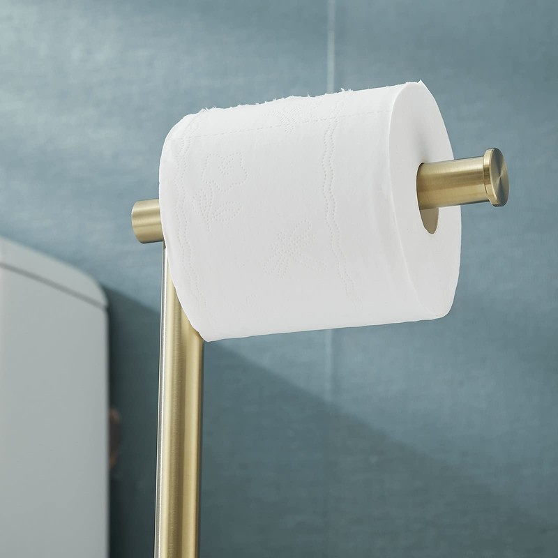 Free Standing Toilet Paper Holder Stand,Gold Bathroom Roll Tissue Dispenser,Rustproof