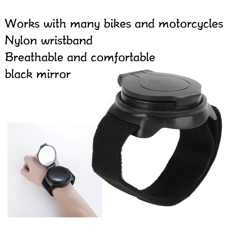 Bicycle Mirror Nylon Wrist Arm Strap Convex Design Black 5cm