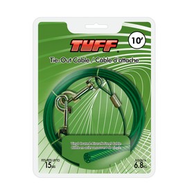 Tuff Tie Out Cable for Dogs, Weather Resistant, Tangle Resistant, Extra Strong Horse Steel Snaps, Durable and Long Lasting, Made with Vinyl Coated Aircraft Cable (Tiny, Up to 15 lbs, 10 ft Length)