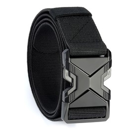 Jane Luxury Mens Tactical Belt-Nylon Light Elastic Waistband Belt(1.5") - Quick Release Buckle(2.0"), Black, 40-46''Waist Adjustable