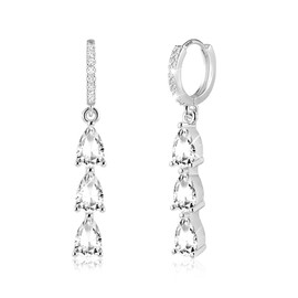 925 Sterling Silver Earrings for Women Dainty Dangle Huggie Earring Small Hoop Cubic Zirconia Earrings Trendy CZ Diamond Drop Earring Hypoallergenic Lightweight Jewelry Gifts for Women