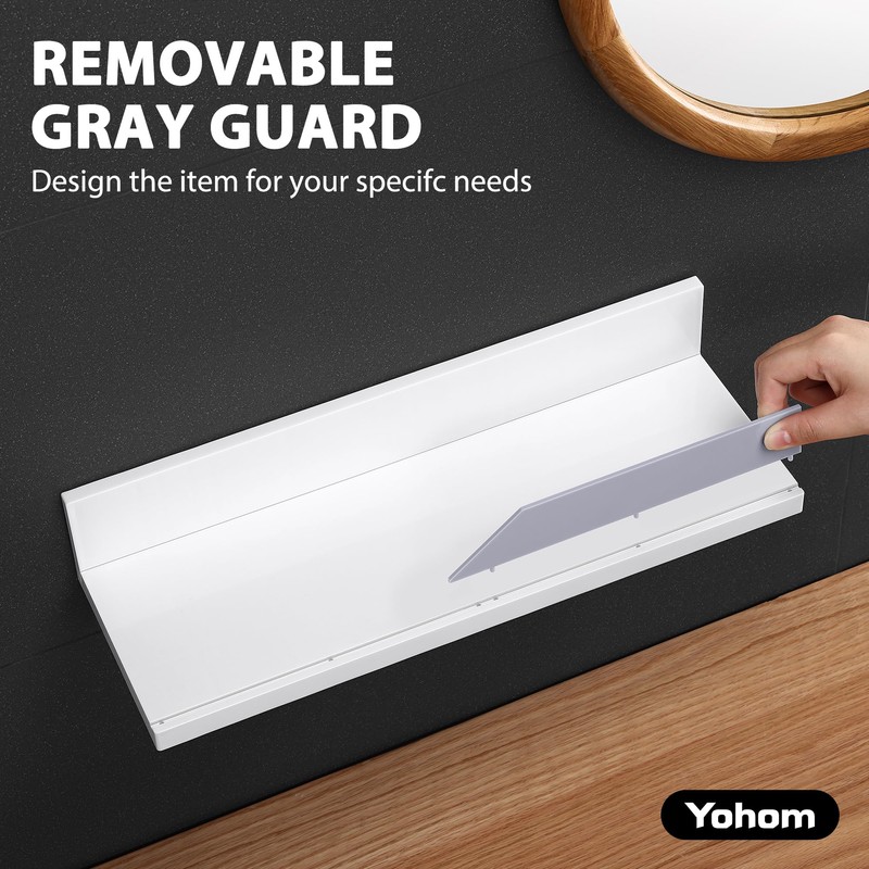 YOHOM Adhesive White Floating Shelves Bathroom Wall Organizer Shower Caddy