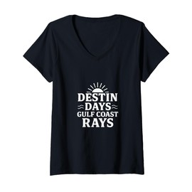 Womens Destin Days Gulf Coast Rays Florida Beach Vacation Souvenir V-Neck T-Shirt