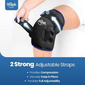 Hilph XL Large Cooling Sleeve Knee, Fully Wrapped Knee Cooling Pads Gel Large Cooling Pads for Knee Injuries, Swelling, Arthritis, Meniscus Tear and ACL - Black