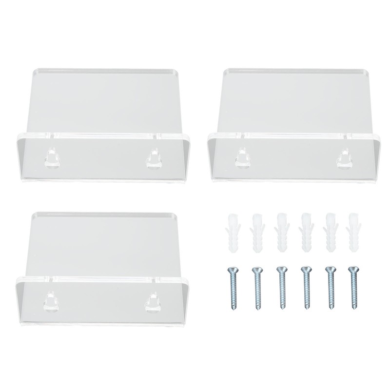 3PCS Clear Acrylic Display Rack Wall Mounted Floating Shelf for