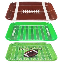 MUNILAIL MUNILAIL 3 PCS Football Serving Trays 12.8 x 10 Inch Melamine Serving Platter Reusable Football Party Trays for Snacks Cookies Dessert Food Serving Dish Plates