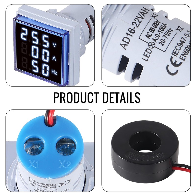 XIITIA 3pcs 3 in 1 60-500V 0-100A AC Digital Ammeter