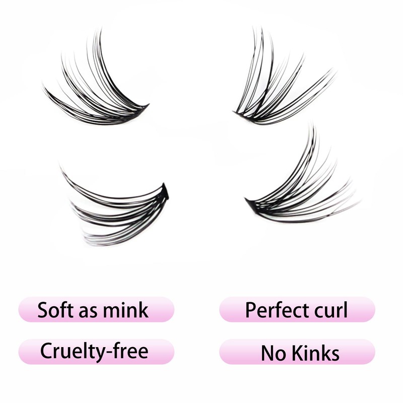 LAUBESS Pestañas Individuales En Racimo, Extensiones De Pestañas Individuales En
