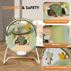 Baby Bouncer, Soothing Vibrations Infant Seat, Portable Baby Bouncer Seat with Music, for 0-6 Months 6-20 lbs(Green)