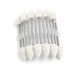 Toolso 20 PCS Mandrel Mounted White Conical Felt Bob Polishing Tool buff wheel Wool grinding head, 8mm head , 1/8" shank ,fit dremel