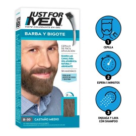 Tinte Just For Men Barba Y Bigote Castaño Medio 3-pack