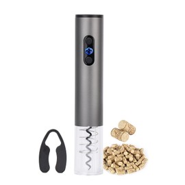 Obsoorth Electric Wine Opener with Foil Cutter Easy to Use Electric Wine Bottle Opener Battery Operated Automatic Travel Corkscrew Wine Opener for Home Kitchen Aid Party Bar Travel, Silver