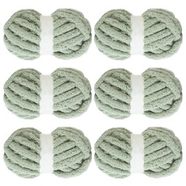 MABOZOO Chunky Yarn for Crocheting 6 Pack,Sage Green Fluffy Jumbo Chenille Yarn,Soft Plush Yarn Bulky,Giant Thick Fuzzy Yarn for Hand Knitting or Arm Knitting (31.7 yds,8 oz Each Skein)