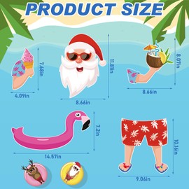 Watersay Christmas July Decorations for Tree Hawaii Santa Claus Summer Tree Topper Flamingo Ice Cream Coconut Head Arms and Legs Xmas Ornament Decor for Summer Home Party Decorations