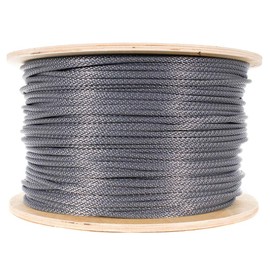 Paracord Planet Braided Nylon Rope with Galvanized Wire Core – High Tensile Strength – Halyard Line – Use for Flagpoles, Sailboats, Winches, Pulleys (Silver - 1/4 Inch, 50 Feet)
