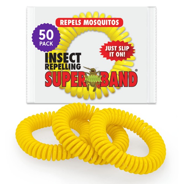 Evergreen Research (Box of 50) Mosquito & Insect Repelling Coil Bracelet - Deet Free Natural Plant Based Oils - One Size Fits All - Protection for Kids Adults & Pets!