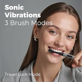 MIPOW - Cepillo de dientes eléctrico i4 ultrafino recargable con tres modos de limpieza profesional para adultos, IPX7 impermeable, temporizador inteligente de 2 minutos (gris)