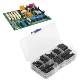 66pcs IC Sockets, IC Chip Socket IC Sockets Adapter in Line DIY Electronic Component Pitch DIP Adaptor Assortment Kit 6 8 14 16 18 20 24 28 Pin for Technicians, DIY Electronics Enthusiasts