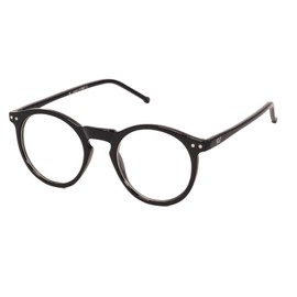 KISS Wave Glasses Men Women - Clear Lenses & Blue Light Filter for PC, TV, Work & Gaming - UV Protection - Round Frame & Vintage Design for a Stylish & Casual Look, black