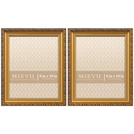 MIEVU 8×10 Picture Frame Gold Bulk- 2PCS Vintage Picture Frames for Wall Hanging And Tabletop Display, Ornate Photo Frame for Poster, 8x10 Gold Frames of 2