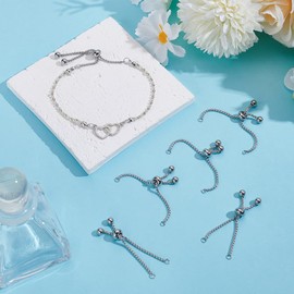 UNICRAFTALE Pack of 10 Adjustable Sliding Bracelet Stainless Steel Bracelet Chain Slider Extension Chain Link Chain Bracelet Snake Chain Accessories for DIY Work 9 cm