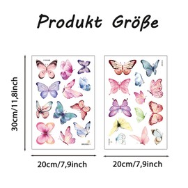 Butterfly Wall Sticker for Children's Room Girls, Pack of 2 Butterflies Wall Stickers, 25 Butterflies Wall Decoration, for Girls, Baby Room, Living Room, Bedroom, Home, Kitchen, Window Wall Decoration